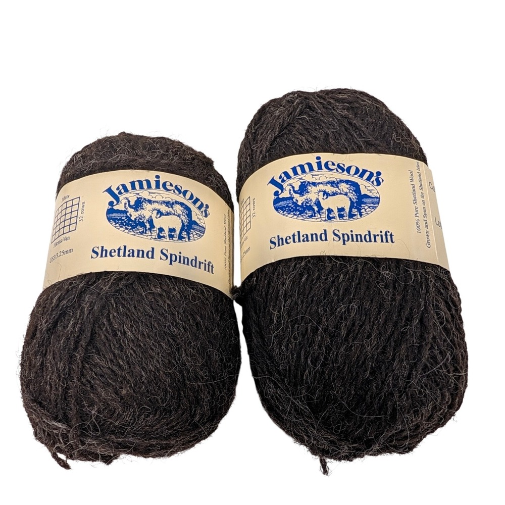 Jamieson's of Shetland Spindrift Yarn 100% Wool Shetland Black 101 2 Skeins 50g